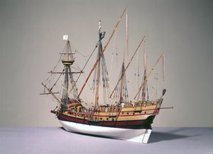 1535 körüli portugál karavela szegélyezett modellje (fa) (lásd még: 3236)