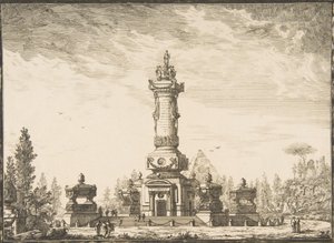 Temetésre szánt temetkezési oszlop perspektivikus emelkedése..., 1746-50.