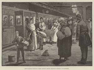 Hop-Pickers indul a London Bridge pályaudvarról éjfélkor alkotó: Enoch Ward