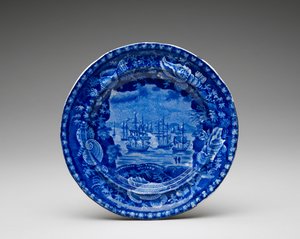 Tányér, c. 1818-1846 (ólommázas cserépedény transzfernyomással) alkotó: Enoch Wood and Sons