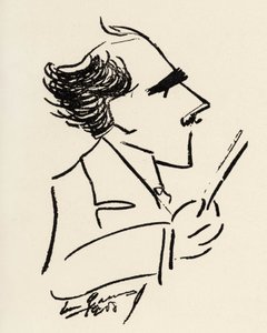 Arturo Toscanini (1867-1957) olasz karmester Enrico Caruso (olasz tenor) karikatúrájában. alkotó: Enrico Caruso