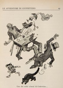 Illusztráció a Ciuffettino kalandjaiból alkotó: Enrico de Conti Novelli