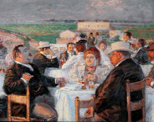 Nagy és vékony részlet egy elhízottakat ábrázoló festményről - Rico della Leonessa (Oroszlán) festménye (1865-1921) 1899, olaj, vászon - Róma Galleria d