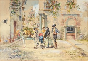 Az utcai eladó (ceruza és akvarell) alkotó: Enrique Marin Higuero