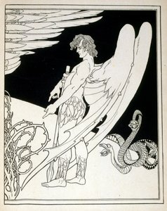 Egy óriás angyal a Júda című könyvből, amelyet Ephraim Moses Lilien (1874-1925) illusztrált. Liliant a Jugendstil (német szecessziós) stílusban megalkotott cionista ikonográfia atyjaként tartják számon. Illusztrálta a „Juda” (1900) című bibliai verseskötet