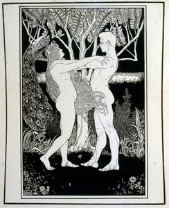 Ádám és Éva (ártatlanság), a Juda című könyvből, amelyet Ephraim Moses Lilien (1874-1925) illusztrált. Liliant a Jugendstil (német szecessziós) stílusban megalkotott cionista ikonográfia atyjaként tartják számon. Illusztrálta a „Juda” (1900) című bibliai k
