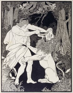 Sámson oroszlánnal harcoló rajz (metszet) alkotó: Ephraim Moses Lilien