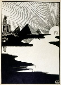 Pészach ünnepe, a Juda című könyvből, amelyet Ephraim Moses Lilien (1874-1925) illusztrált. Liliant a Jugendstil (német szecessziós) stílusban megalkotott cionista ikonográfia atyjaként tartják számon. Illusztrálta a „Juda” (1900) című bibliai verseskötete alkotó: Ephraim Moses Lilien