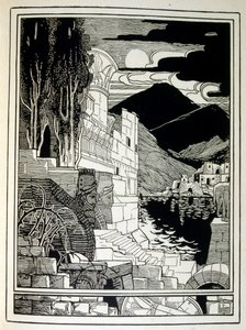Szodoma romjai, a Juda című könyvből, amelyet Ephraim Moses Lilien (1874-1925) illusztrált. Liliant a Jugendstil (német szecessziós) stílusban megalkotott cionista ikonográfia atyjaként tartják számon. Illusztrálta a „Juda” (1900) című bibliai költő könyvé