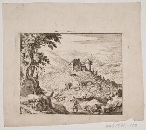 Hegyvidéki táj kastéllyal és vándorral alkotó: Erasmus Sigismund Resch