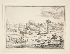 Vadászjelenet: Near the Kill (Jacques Callot 1592-1635 terve alapján) alkotó: Ercole Bazzicaluva
