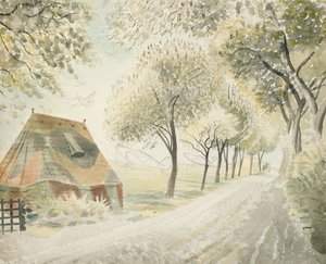 Út egy repülőtér mellett, 1942 körül alkotó: Eric Ravilious