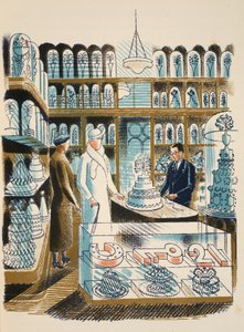 Esküvői torta, illusztráció a High Streetből, J. M. Richards, nyomtatta a Curwen Press, pub. Országélet, 1938 alkotó: Eric Ravilious