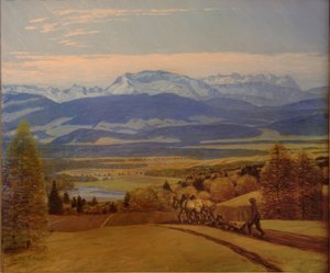 Farmer szántó az Engadine-ban alkotó: Erich Erler Samaden