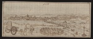 Egész oldal: városkép: Ecija (tollrajz) alkotó: Erich Lessing