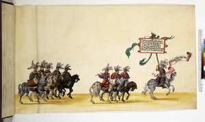 Egész oldal: részlet a Diadalmenetből, 1550-1600 körül alkotó: Erich Lessing