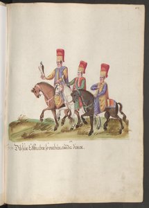 Egy pasa és egy szultán udvara: három lovas udvarmester, kettő sólyommal. alkotó: Erich Lessing