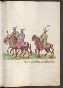 Egy pasa és egy szultán udvara: két kamarás lóháton, az egyik egy sólyommal. alkotó: Erich Lessing