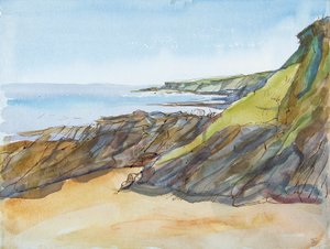 Rocky Beach a Roselandon (toll, tinta és WC papíron)