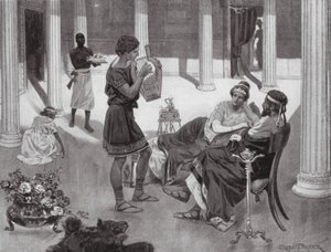 Egy görög ház belseje, Kr. e. IV. század (litográfia) alkotó: Ernest (after) Prater