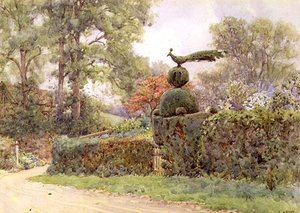 The Old Yew Hedge, Speldhurst, Kent (akvarell) alkotó: Ernest Arthur Rowe