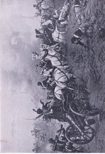 A francia üteg elfogása az 52. Oxfordshire könnyűgyalogezred által Waterlooban 1815 . június 18 - én , illusztráció a brit szárazföldi és tengeri csatákból , 1915 alkotó: Ernest Crofts