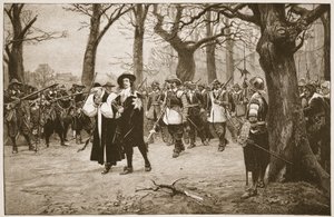 I. Károly a kivégzés felé tart, illusztráció a „The Church of England: A History for the People” című könyvéből, H.D.M. Spence-Jones, kocsma. 1910 körül (szépia fotó) alkotó: Ernest Crofts