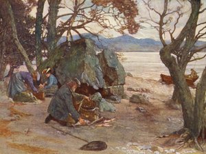 Ebédidő Loch Awe-ban (színes litográfia)