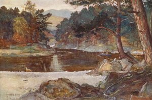 A Tummel folyó Pitlochry-nál (színes litográfia) alkotó: Ernest Edward Briggs