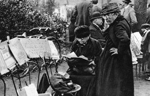 Bélyegárusok a Champs Elysees-n, Párizsban, 1931. alkotó: Ernest Flammarion