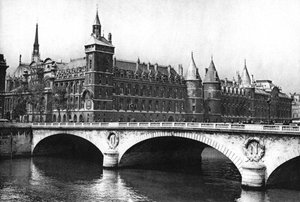 A Bíróság és a Pont Neuf kilátása a Szajna folyó felől, Párizs, 1931. alkotó: Ernest Flammarion