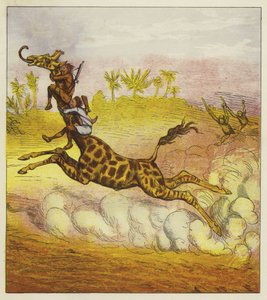 A Brothers Bold zsiráfon lovagolva menekül a gorillák elől alkotó: Ernest Henry Griset