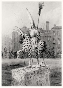 A szobor a Leicester Square-en, 1866. október 17-én, szerda reggel (toll, tinta és WC papíron) alkotó: Ernest Henry Griset
