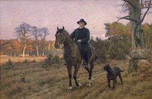 Bismarck lóháton kutyával (olajnyomat) alkotó: Ernest Henseler