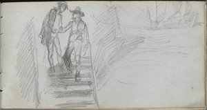 Vázlatfüzet, 64. oldal: Figurák a lépcsőn alkotó: Ernest Meissonier
