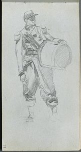 Vázlatfüzet, 79. oldal: Katona dobbal. alkotó: Jean Louis Ernest Meissonier
