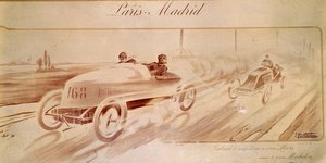Motorverseny: „Paris Madrid”: Gabriel győztes a Michelin gumikkal felszerelt Morson „” Illusztráció 1903