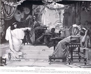 Eszter elítéli Hámánt, illusztráció a „Hutchinsons History of the Nations” című filmből, 1910 körül