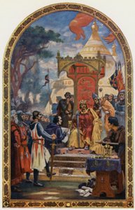 János király aláírta a Magna Chartát (színes litó) alkotó: Ernest Normand