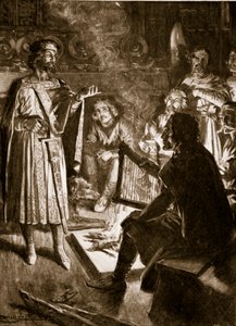 Kanute király és a költő, illusztráció a „Hutchinson története a brit nemzetről”, 1920 körül