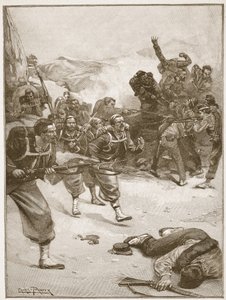 A Zouave-ok egy lendületes szuronyroccsal elfoglalták az egyik barikádot, illusztrációja Archibald Forbes, G.A. „A tizenkilencedik század csatái” című művéből. Henty és Arthur Griffiths őrnagy