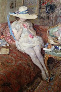 Fiatal lány szalmakalapban alkotó: Ernest Rocher