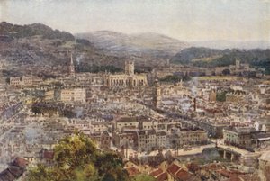 Fürdő a Beechen Cliffről (színes litó) alkotó: Ernest William Haslehust