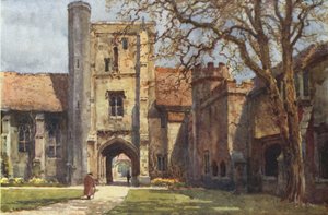 Beaufort torony és Ambulatory St Cross (színes litho) alkotó: Ernest William Haslehust