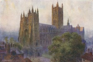 Canterbury katedrális a Christ Church Gate felől (színes litó) alkotó: Ernest William Haslehust