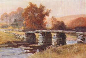 Clapper Bridge, Postbridge (színes litó) alkotó: Ernest William Haslehust