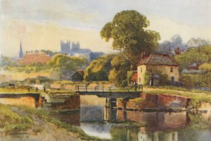 Exeter a csatornából (színes litó) alkotó: Ernest William Haslehust