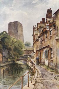 Fisher Row és az oxfordi kastély maradványai (színes litho)