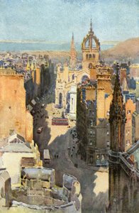 High Street (színes litho) alkotó: Ernest William Haslehust