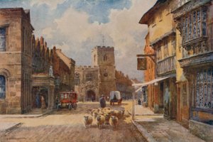 High Street, Stratford-on-Avon (színes litho) alkotó: Ernest William Haslehust